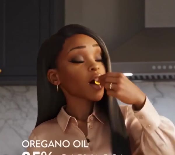 Taking her two softgels in the morning