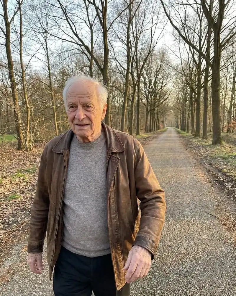 The same older man out for a brisk evening walk